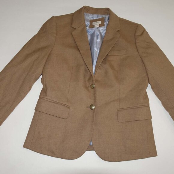 J. Crew Jackets & Blazers - J. Crew Women's Schoolboy 2 Button Blazer Jacket Size 6 Brown Wool Blend 92480